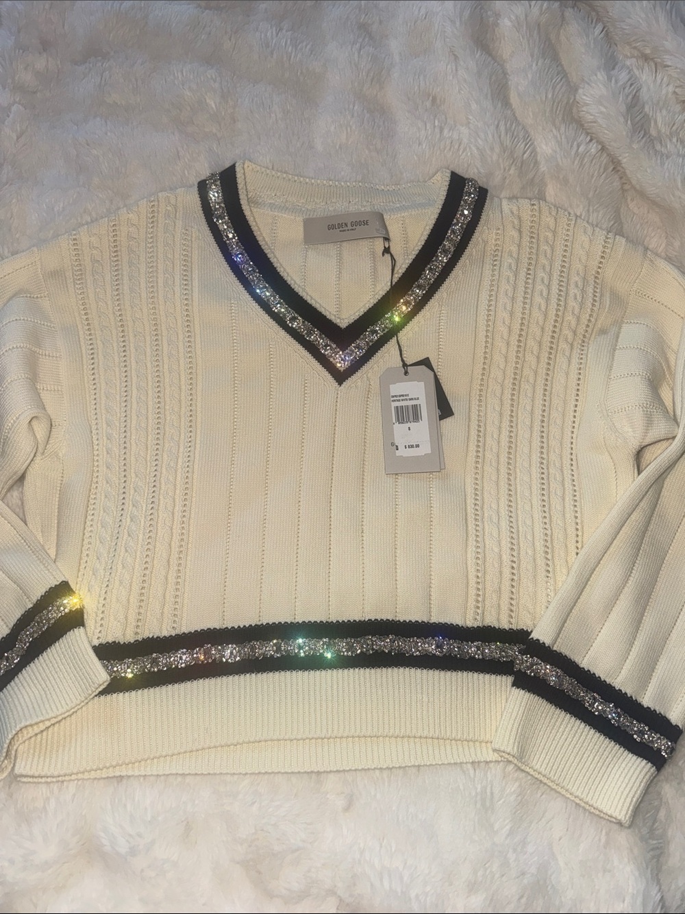 Golden Goose Cream V-Neck Marla Sweater